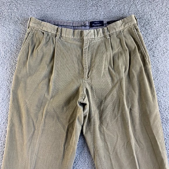 Lands' End Corduroy Pants Mens 37 Khaki Chino Traditional Fit Pleated Casual - Picture 4 of 12